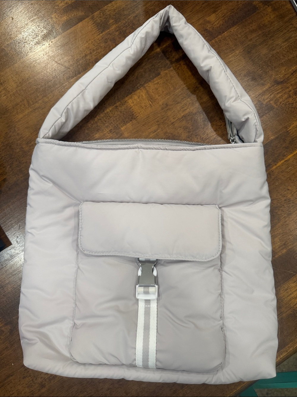 Tommy Bahama Light Gray Quilted Shoulder Bag with Front Flap